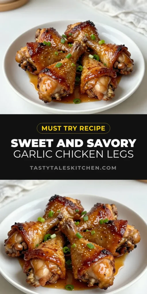 Indulge in these mouth-watering caramelized garlic chicken legs! This easy brown sugar chicken recipe features juicy, oven-baked chicken legs coated in a savory marinade. Perfect for dinner, these marinated chicken thighs and crispy chicken drumsticks are a hit with everyone. Experience the delightful flavors and make this dish tonight! Save this recipe for your next meal! #ChickenRecipes #OvenBakedChicken #BrownSugarChicken #EasyDinnerIdeas