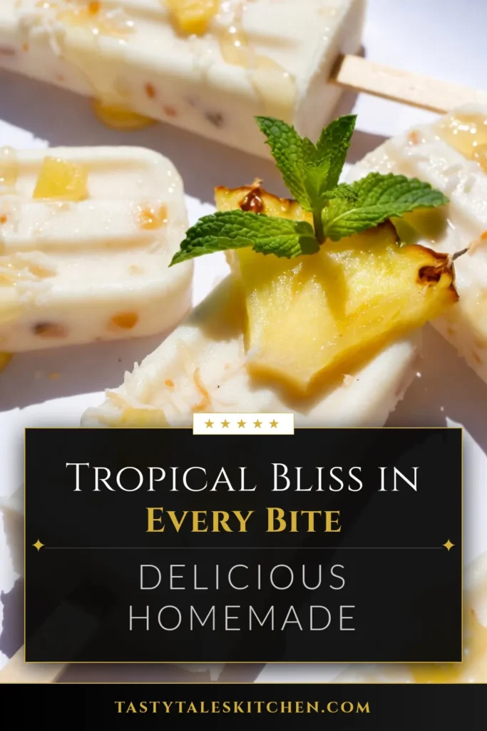 Beat the heat with these tropical coconut popsicles! This easy pineapple popsicle recipe combines creamy coconut milk and fresh pineapple for a deliciously refreshing summer treat. Perfect for healthy snacks, these coconut milk desserts are not only delightful but also packed with wholesome ingredients. Give these healthy popsicle ideas a try and bring a taste of the tropics to your home. Save this recipe for your next sunny day! #CoconutPineapple #SummerTreats #HealthyPopsicles #CoconutDesserts