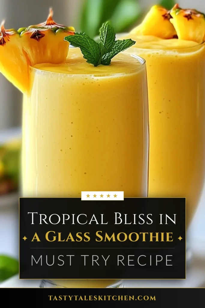 Indulge in this delicious Mango Pineapple Smoothie, the perfect tropical smoothie recipe for a refreshing start to your day. This healthy smoothie with chia seeds adds a nutritious boost while coconut milk makes it irresistibly creamy. Blend fresh mango, pineapple, and banana for a revitalizing treat. Try this refreshing smoothie idea today and savor the taste of paradise. Save this recipe for your next tropical getaway! #MangoPineappleSmoothie #HealthySmoothie #TropicalSmoothieRecipe #CoconutMilkSmoothie
