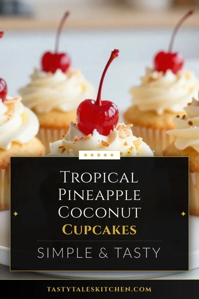 Indulge in these delightful pineapple coconut cupcakes, perfect for your summer desserts! This easy cupcake recipe features a tropical flavor with moist cupcake layers topped with creamy coconut cream frosting. Ideal for any occasion, these treats will transport you to a tropical paradise. Make your own today and impress your guests! Save this tropical cupcake recipe for a refreshing dessert idea! #PineappleCoconutCupcakes #SummerDesserts #EasyCupcakeRecipe #TropicalTreats