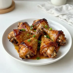 - 6 chicken legs (drumsticks and thighs) - ½ cup packed brown sugar - ¼ cup low-sodium soy sauce - 6 cloves of garlic, finely minced - 2 tablespoons extra virgin olive oil - 1 teaspoon ground ginger - ½ teaspoon freshly ground black pepper - 1 teaspoon sea salt - 1 tablespoon apple cider vinegar - 2 green onions, finely chopped (for garnish) To make juicy and flavorful brown sugar garlic chicken legs, you need simple and fresh ingredients. You start with six chicken legs, which include both drumsticks and thighs. These cuts give a nice balance of meat and skin. Next, grab half a cup of packed brown sugar. This brings sweetness and helps with caramelization. You will also need a quarter cup of low-sodium soy sauce. This adds salt and umami. Garlic is key in this dish. You&rsquo;ll need six cloves, finely minced, to infuse the chicken with flavor. Two tablespoons of extra virgin olive oil help the marinade stick to the chicken. Add one teaspoon of ground ginger for warmth and spice. For seasoning, use half a teaspoon of freshly ground black pepper and one teaspoon of sea salt. Finally, a tablespoon of apple cider vinegar adds a touch of tanginess. To finish, chop two green onions for garnish. This adds color and a fresh taste to the dish. With these ingredients, you get a delightful mix of sweet, savory, and aromatic flavors. {{ingredient_image_2}} - Mixing the Ingredients Start by grabbing a medium mixing bowl. Add ½ cup of packed brown sugar. Pour in ¼ cup of low-sodium soy sauce. Then, add 6 finely minced garlic cloves. Next, include 2 tablespoons of extra virgin olive oil, 1 teaspoon of ground ginger, ½ teaspoon of freshly ground black pepper, 1 teaspoon of sea salt, and 1 tablespoon of apple cider vinegar. - Achieving the Right Consistency Use a whisk to blend all these ingredients well. Mix until you see the brown sugar dissolve mostly. You want a smooth blend. This marinade will give your chicken a sweet and savory flavor. - Proper Marination Techniques Take your chicken legs and place them in a large resealable plastic bag or a glass dish. Pour the marinade over the chicken. Make sure each piece gets coated nicely. Seal the bag or cover the dish. - Recommended Time for Marinating Refrigerate the chicken for at least 1 hour. For the best taste, let it marinate overnight. This step helps the flavors soak into the meat. - Preheating the Oven While your chicken marinates, preheat your oven to 400&deg;F (200&deg;C). This ensures your chicken cooks evenly and crisps well. - Using a Wire Rack for Even Cooking Line a baking sheet with aluminum foil for easy cleanup. Place a wire rack on top of the lined sheet. This will allow hot air to flow around the chicken, helping it cook evenly. - Tips for Checking Doneness After marinating, take the chicken out of the marinade and place it on the wire rack. Make sure to leave space between the pieces. Bake for about 35-40 minutes. Check for an internal temperature of 165&deg;F (75&deg;C). The skin should look caramelized and crispy. If you want extra crispiness, switch on the broiler for 2-3 minutes at the end. Keep an eye on it to avoid burning. Additional Marinade Suggestions To boost flavor, try adding different herbs. Fresh thyme or rosemary work well. You might also mix in some honey for added sweetness. A splash of chili sauce can add heat. Experiment with your favorite spices to find your perfect blend. Cooking Techniques for Crispiness For a crispier skin, use a wire rack. This allows hot air to flow around the chicken. Broiling the chicken for a few minutes at the end gives it a nice crunch. Always keep an eye on it while broiling to avoid burning. Presentation Ideas Serve the chicken on a rustic wooden platter for a warm look. Add a fresh garden salad or roasted vegetables for color. Drizzle some cooked marinade around the chicken for a gourmet touch. Garnish with green onions for a pop of freshness. Pairing Options with Sides Pair your chicken with fluffy rice or creamy mashed potatoes. Steamed broccoli or saut&eacute;ed green beans make great side dishes, too. A tangy coleslaw can add crunch and brightness. Pick sides that balance the sweetness of the chicken. Overcooking vs. Undercooking Overcooking can dry out the chicken. Aim for an internal temperature of 165&deg;F (75&deg;C). Use a meat thermometer to check the doneness. Undercooking is unsafe, so ensure it&rsquo;s fully cooked. Proper Marination Errors Marinating for too short a time may leave the chicken bland. Ideally, marinate for at least one hour, but overnight is best. Don&rsquo;t skip this step if you want rich flavors. Always ensure the chicken is well-coated in the marinade. Pro Tips Marination Time: For the best flavor, marinate the chicken legs overnight. This allows the flavors to deeply penetrate the meat, resulting in a more delicious and tender dish. Use a Meat Thermometer: To ensure perfect cooking, use a meat thermometer to check that the chicken has reached an internal temperature of 165&deg;F (75&deg;C). Customize the Marinade: Feel free to add your favorite spices or herbs to the marinade. Ingredients like thyme, rosemary, or even a splash of hot sauce can enhance the flavor profile. Rest Before Serving: Allow the chicken to rest for at least 5 minutes after baking. This helps the juices redistribute, keeping the meat moist and flavorful. {{image_4}} Substitute for Soy Sauce If you want to avoid soy sauce, use coconut aminos. This sauce has a sweet flavor and is gluten-free. Another option is tamari, which is a gluten-free soy sauce. Different Sweeteners You can swap brown sugar for honey or maple syrup. These will give the chicken a unique taste while keeping it sweet. If you prefer a low-calorie option, try using agave nectar. Grilling vs. Baking Grilling chicken legs adds a smoky flavor. To grill, marinate the chicken as usual, then cook on a preheated grill. Bake your chicken if you like a crispy skin. Both methods yield juicy, flavorful results. Slow Cooker Variation You can make this dish in a slow cooker. Just place the marinated chicken in the slow cooker and cook on low for 6-8 hours. This method keeps the chicken very tender and full of flavor. Spicy Version Ideas If you crave heat, add red pepper flakes or hot sauce to the marinade. Start with a small amount and taste as you go. This will give your chicken a nice kick. Herb Additions Fresh herbs like rosemary or thyme can brighten the dish. Chop the herbs finely and mix them into the marinade. They will add depth and freshness to your chicken legs. To keep your brown sugar garlic chicken legs fresh, start with refrigeration. Place the cooled chicken in an airtight container. It should last for up to 4 days. If you want to keep it longer, consider freezing. Wrap each piece in plastic wrap, then place them in a freezer bag. This way, they can last for about 3 months. When it&rsquo;s time to enjoy leftovers, you have two main options: oven or microwave. The oven gives the best results. Preheat it to 375&deg;F (190&deg;C). Place the chicken on a baking sheet and cover it with foil. Heat for about 20 minutes. If you're short on time, use the microwave. Place the chicken on a microwave-safe plate and cover it. Heat in short bursts of 1 minute, checking often. To maintain crispiness, the oven is your friend. The microwave can make the skin soft. How long will your chicken last? If stored in the fridge, it&rsquo;s good for 4 days. In the freezer, it will last up to 3 months. Watch for signs of spoilage. If the chicken smells off or has a strange color, it&rsquo;s time to toss it. Never risk your health for a meal. Always prioritize food safety. Yes, you can use chicken thighs. They have more fat and flavor than drumsticks. Thighs will cook a bit longer than drumsticks. Check the internal temperature to ensure it reaches 165&deg;F. To make the chicken gluten-free, swap the soy sauce for a gluten-free version. Many brands offer gluten-free soy sauce. You can also use coconut aminos as a tasty option. Some great sides include: - Steamed broccoli - Roasted carrots - Garlic mashed potatoes - A fresh garden salad - Rice or quinoa These sides pair well and balance the sweet and savory taste of the chicken. Enjoy mixing and matching! In this post, we covered how to make flavorful brown sugar garlic chicken legs. We discussed the ingredients, marinating techniques, and baking methods. You also learned helpful tips for enhancing flavor and avoiding common mistakes. Remember, you can adapt this recipe with variations based on your taste. Enjoy your delicious chicken with your favorite sides! With these steps, you&rsquo;ll impress everyone at your next meal. Happy cooking!