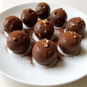 - 8 ounces dark chocolate (70% cacao), finely chopped - 1 cup heavy cream - Zest of 1 large orange - 1 tablespoon freshly squeezed orange juice - 1 teaspoon pure vanilla extract - 1 cup cocoa powder (for dusting) - ½ cup finely chopped unsalted nuts Dark chocolate gives the truffles their rich flavor. I prefer chocolate with 70% cacao for a deep taste. The heavy cream helps create a smooth texture that melts in your mouth. Orange zest adds bright, zesty notes that pair well with the chocolate. Freshly squeezed orange juice enhances the orange flavor, making it fresh and vibrant. Pure vanilla extract rounds out the flavors, bringing warmth to the mix. The cocoa powder adds a classic dusting, while the nuts provide a nice crunch. If you don&rsquo;t have dark chocolate, you can use semi-sweet chocolate. It will be sweeter but still delicious. For a lighter option, try using light cream instead of heavy cream. If you can't use fresh orange juice, bottled juice works in a pinch, but fresh is best. You can replace vanilla extract with almond extract for a different flavor. Instead of cocoa powder, try using powdered sugar or crushed graham crackers for a unique twist. {{ingredient_image_2}} To make these chocolate orange truffles, follow these steps closely. First, grab a small saucepan. Pour in 1 cup of heavy cream. Heat the cream over medium heat until it simmers gently. Watch it closely to avoid boiling. Boiling can change how the truffles turn out. Next, remove the saucepan from the heat. Add 8 ounces of finely chopped dark chocolate to the hot cream. Stir it well until the chocolate melts fully. The mix should feel smooth and velvety. Now, it&rsquo;s time to add flavor. Stir in the zest of 1 large orange, 1 tablespoon of fresh orange juice, and 1 teaspoon of vanilla extract. Mix it all together until the flavors blend nicely. Let the mixture cool down to room temperature. Once it&rsquo;s cool, cover it with plastic wrap. Place it in the fridge for about 2 hours. This step is key to getting the right texture for the truffles. Melting chocolate can be tricky. Keep these tips in mind for a smooth result. Always use a heavy-bottomed saucepan. This helps distribute heat evenly. Stir constantly while the chocolate melts. This prevents it from burning. If you notice any lumps, keep stirring until it&rsquo;s fully melted. You can also use a double boiler if you prefer. Just fill a pot with water and place another bowl on top. This gentle heat will melt the chocolate slowly and safely. Once the chocolate mix is firm, it&rsquo;s time to shape your truffles. Use a small cookie scoop or your hands to take out small amounts. Aim for about 1 inch in diameter. Roll each piece gently into a ball. Now, for the fun part! You can roll the truffles in either cocoa powder or finely chopped nuts. This gives them a nice coating and adds extra flavor. Place the coated truffles on a parchment-lined tray. Chill them in the fridge for an additional 30 minutes. This helps them firm up before serving. Enjoy the rich taste of chocolate paired with a burst of orange! To boost the taste of your chocolate orange truffles, try these simple tips: - Use quality chocolate: A higher cacao content (70% or more) gives a rich flavor. - Fresh zest: Always use fresh orange zest. It adds bright notes that dried zest can't match. - Add a pinch of salt: Just a little salt can make the flavors pop. - Try liqueurs: A splash of orange liqueur can deepen the citrus notes. These tips will help you create truffles that are bursting with flavor. Here are some common mistakes to watch out for: - Overheating the cream: If the cream boils, it can ruin the truffle texture. Heat it just to a simmer. - Not cooling enough: Don't rush the chilling step. If the mixture is too warm, the truffles won&rsquo;t hold their shape. - Too much coating: When rolling the truffles, don&rsquo;t use too much cocoa or nuts. A light dusting works best. Avoiding these mistakes will lead to perfect truffles every time. Coating your truffles well is key to their look and taste. Follow these best practices: - Chill before coating: Make sure the truffles are firm before rolling them. This helps with easier handling. - Roll evenly: Use your hands to roll the truffles gently in cocoa or nuts. Aim for an even coat. - Experiment with coatings: Try using shredded coconut, powdered sugar, or even sprinkles for a twist. These practices will make your truffles not only tasty but also stunning! Pro Tips Use Quality Chocolate: The flavor of your truffles heavily depends on the quality of the chocolate you choose. Opt for high-quality dark chocolate with at least 70% cacao for a rich and intense taste. Chill for Perfect Texture: Allow the chocolate mixture to cool completely before refrigerating. This helps achieve the right consistency for rolling into truffles without melting in your hands. Experiment with Coatings: While cocoa powder and nuts are classic choices, feel free to get creative! Try rolling the truffles in shredded coconut, crushed freeze-dried fruit, or even edible glitter for a festive touch. Store Properly: To maintain freshness, store truffles in an airtight container in the refrigerator. They can last up to two weeks, but they are best enjoyed within the first week. {{image_4}} You can add more fun to your chocolate orange truffles. Try using liqueurs like Grand Marnier or Amaretto. Just add 1 to 2 tablespoons when mixing. This will give your truffles a unique twist. You can also add spices like cinnamon or nutmeg. A pinch can enhance the flavor and warmth. Experimenting brings new life to the classic taste. Coating your truffles can be a fun way to change things up. Instead of cocoa powder, roll them in finely shredded coconut. This adds a tropical flair. You can also use colorful sprinkles or crushed nuts. This not only makes them look great but adds texture, too. Choose a coating that matches your mood or theme. If you want a vegan option, swap the heavy cream for coconut cream. Use dairy-free chocolate with at least 70% cacao. This keeps the rich flavor without animal products. You can still enjoy the zest of orange and vanilla. These changes make the truffles fit for everyone. To keep your chocolate orange truffles fresh, store them in an airtight container. Place parchment paper between layers if you stack them. This prevents sticking and keeps them nice. Keep the container in the fridge, where the cool air helps maintain their shape and flavor. When stored properly, chocolate orange truffles last about two weeks in the fridge. After that, they may lose their great taste and texture. If you want to enjoy them longer, consider freezing them. To freeze your truffles, first chill them in the fridge until firm. Then, place them in a single layer on a baking sheet and freeze until solid. Once frozen, transfer them to a freezer-safe bag or container. They can last up to three months in the freezer. When ready to eat, let them thaw in the fridge for a few hours before serving. This way, you can enjoy that rich chocolate and zesty orange flavor even longer! To make chocolate orange truffles, start with dark chocolate and heavy cream. Heat the cream in a pan until it simmers. Don't let it boil. Then, remove it from heat and add finely chopped chocolate. Stir until it melts. Next, mix in orange zest, juice, and vanilla. Let it cool, then chill it in the fridge for two hours. After that, scoop out the mixture and roll it into balls. Finally, coat them in cocoa powder or nuts, and chill again. Enjoy the rich flavor! Yes, you can use milk chocolate. It will make the truffles sweeter and creamier. However, milk chocolate has less cocoa than dark chocolate. This change may alter the truffle's texture and flavor. If you choose milk chocolate, consider reducing the cream slightly. This will keep the truffles firm. Experiment with the taste to find your favorite style! You can find high-quality chocolate at specialty stores or online. Look for brands that use fine ingredients and have a high cocoa percentage. Local gourmet shops often have a good selection. You can also check farmers' markets. Buying from these places ensures fresh chocolate with rich flavor. Avoid standard grocery store brands, as they may lack quality. In this blog post, I shared how to make chocolate orange truffles. We covered the key ingredients and explained each one. You also learned step-by-step instructions for making the truffles, from melting chocolate to chilling. I gave expert tips and tricks to avoid common mistakes and enhance flavor. Plus, we explored variations and storage tips. Making these treats can bring joy to any occasion. Start your truffle-making adventure today!